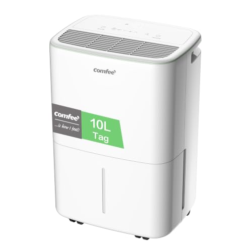 COMFEE Luftentfeuchter 10 Liter/Tag, geeignet für Räume von ca. 40 Kubikmetern (16 Quadratmetern), automatische Abtauung, Kindersicherung, Geräuschreduzierung, Kältemittel R290, CDDOE-10DEN7-QA3(EU)