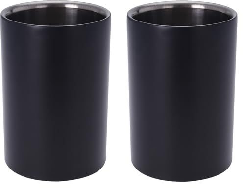 Bambelaa! 2er Set Weinkühler Edelstahl Hoch Doppelwandig Sektkühler Flaschenkühler Getränkekühler Kühler Für Wein Champagner Sekt Schwarz (ca. 17 x 12 cm)