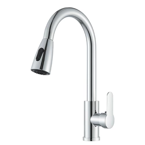 Wasserhahn Küche,Hochdruck Küchenarmatur mit Herausziehbarer Brause Ausziehbar Armatur,360° Schwenkbar Zwei Sprühfunktionen,Einhebel Spültischarmatur Küche mit Hohem Bogen,Chrom