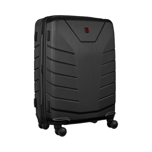 WENGER Pegasus Medium Hartschalenkoffer mit 4 Rollen, Trolley, Mittelgroß, 66 (79) l, Sicherheitsschloss, Damen Herren, Reisen Urlaub, Schwarz, 610848