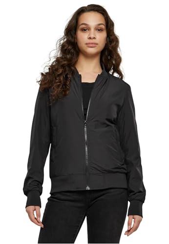 Urban Classics Damen Light Bomber Jacket – leichte Übergangsjacke im Regular Fit aus Polyester mit Reißverschluss und Rippbündchen für Freizeit und Streetwear,Schwarz,M