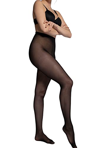 Ulla Popken Damen große Größen Übergrößen Plus Size Essential-Strumpfhose, blickdicht, 40 den schwarz 56/58 641315130-56+
