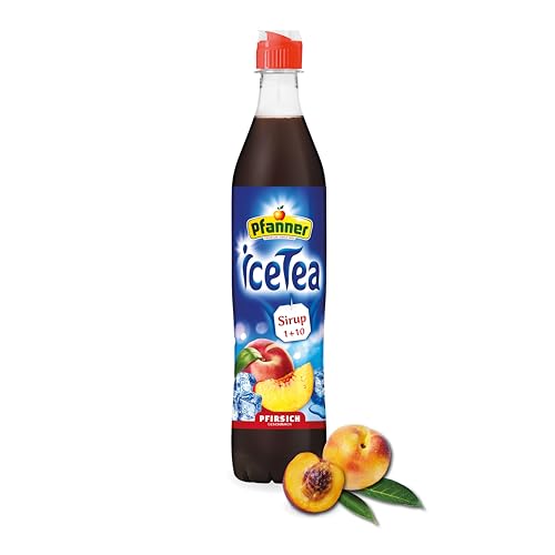 Pfanner Eistee Pfirsich Sirup - 700 ml Getränkesirup - ergibt über 7 Liter Wasser mit Ice Tea Pfirsich Geschmack