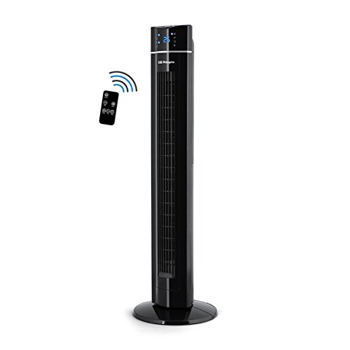 Orbegozo TWM 1009 - Turmventilator mit Fernbedienung, ionisch, 60 W, drei Stufen, Fach für Essenzen, vorderes LED-Paneel, Schwarz