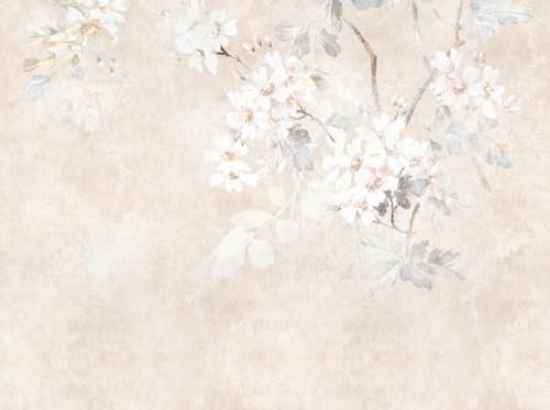 Livingwalls Fototapete Blumen in Beige, Creme, Grau - hochwertige Vliestapete 399191 mit Motiv auf 3,71 m x 2,80 m - Made in Germany