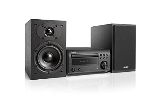 Denon D-M41DAB Kompaktes HiFi-System mit CD, Bluetooth, UKW/DAB+-Tuner, und 2X 30W Ausgangsleistung Premium - Silber/schwarz