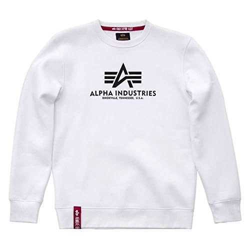 Alpha Industries Herren Basic Pullover Sweatshirt, Weiß, XL