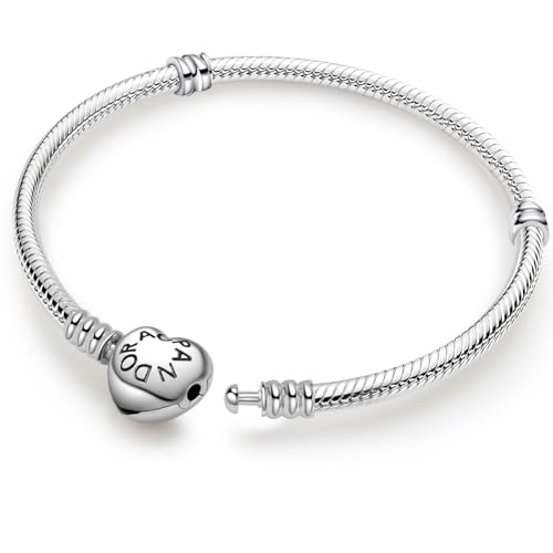 ZHUOMOT Charm Armband Silber 925 Damen, Armbänder Moments Schlangenketten Armband, Herz Bettelarmband 17 cm, Bettelarmband, Geburtstags Weihnachten Geschenk für Frauen Freundin Mama.