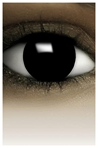 FXCONTACTS Farbige Kontaktlinsen Halloween Schwarz + Tattoos & Kontaktlinsenbehälter, 2 Stück (1 Paar) weiche Tageslinsen ohne Stärke, ideal für Cosplay, Karneval & Halloween Kostüme