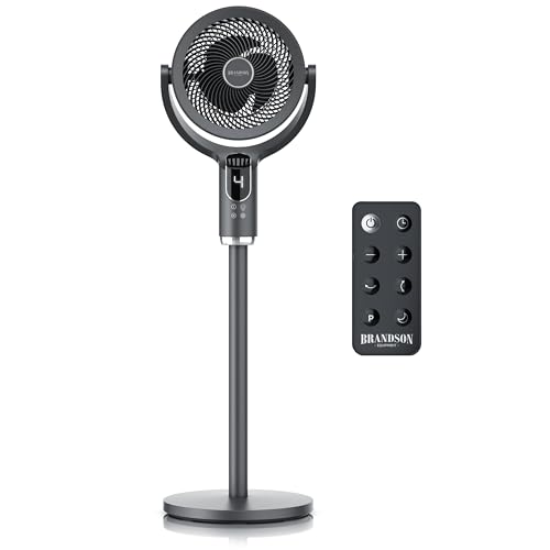 StandventilatorBrandson – Standventilator mit 3D Oszillation – Fernbedienung – sehr leise - Schlaf Modus – 3 stufig höhenverstellbar – 8 + 1 Geschwindigkeitsstufen – für Schlafzimmer Wohnzimmer Kinder