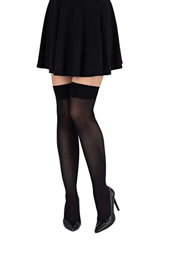 looksy Schwarz Overknee-Socken für Damen kniehoch lang einfarbig für Mädchen Schule Cosplay Uniform Strümpfe 60 den, Nero