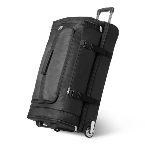 Amazon Essentials Reisetasche mit Rollen, für Übernachtungen oder Wochenenden, erweiterbar, 76.2 cm, Schwarz