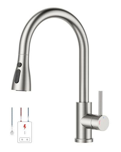FORIOUS Wasserhahn Küche, Küchenarmatur mit Herausziehbarer Brause Ausziehbar Armatur, Mischbatterie Spültischarmatur, 360° Schwenkbar, Mehrere Strahlarten, Edelstahl, Niederdruck