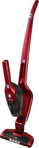 AEG Ergorapido 2in1 Akku Staubsauger, Beutellos, inkl. Tierhaardüse, bis zu 45 Min. Laufzeit, Freistehend, 180° Drehgelenk, Bürstenreinigungsfunktion, LED-Frontlichter, Rot, CX7-2-45AN