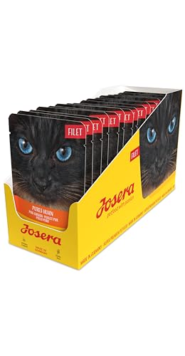JOSERA Filet Pures Huhn (16 x 70 g) | Adult | Premium Nassfutter für ausgewachsene Katzen | Pures Huhn mit 40% Hühnerfilet | getreidefrei | Katzenfutter nass im Frischebeutel | 16er Pack