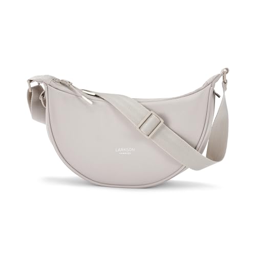 LARKSON Crossbody Bag Damen & Herren Beige - Solveig Small - Umhängetasche im Halbmond Style - Halbrunde Schultertasche - Moon Bag Design - Wasserabweisend