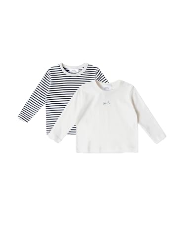 Stellou & friends Langarmshirt 2er Set Unisex I Hochwertige Baby-Kleidung aus 100% Bio Baumwolle I Gr. 62-68 - Weiß Navy