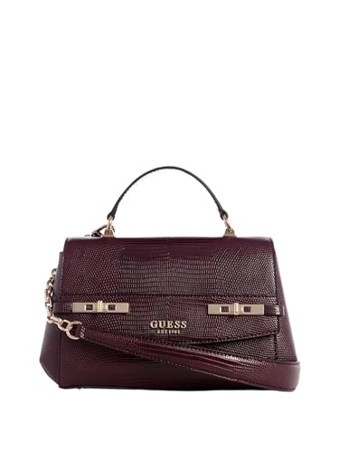 GUESS Melinda Damen Klappentasche mit Tragegriff oben, Burgunderrot, One Size, Taschen