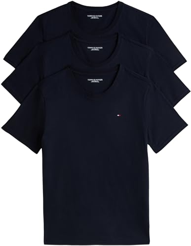 Tommy Hilfiger Herren 3er Pack T-Shirts Kurzarm Slim Fit, Blau (des Sky/des Sky/des Sky), L