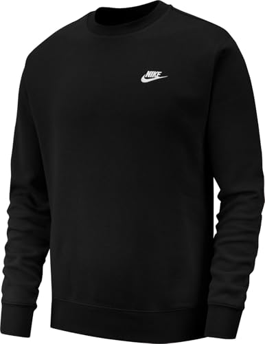 Nike Herren M NSW Club CRW Ft Pullover Sweater, Black/White, L EU