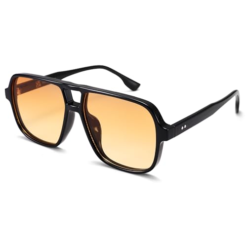 COASION Retro Sonnenbrille für Damen Herren - XL Übergroß 70er Jahre Sonnenbrille UV400 Schutz Trendy Double Brücke Rahmen Brille