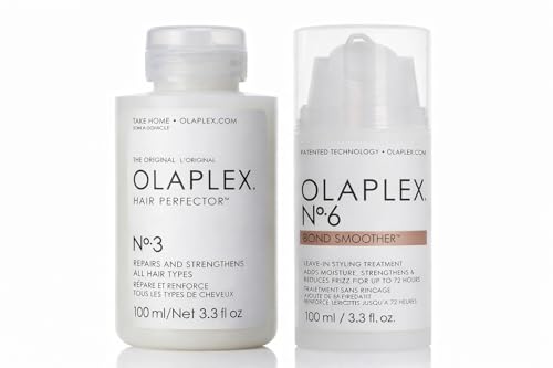 Olaplex.No.3 Hair Perfector Reparaturbehandlung 100 ml + No.6 Bond Smoother Styling-Creme ohne Ausspülen 100 ml für trockenes und beschädigtes Haar