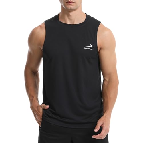 Herren Tanktop Gym Tshirt Muskel Fitness Training Laufshirt Fitness Tanks Ärmelloser T-Shirt Schwarz L