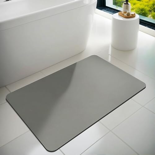 Dolic Badematte, Badevorleger, Gummi, rutschfest, dünn, saugfähig, schnelltrocknend, schmutzabweisend Vorleger für Badezimmerboden, Badewanne und Duschraum im Außenbereich(Hellgrau 40 x 60 cm)