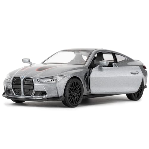 imtfzct 1/36 BMW M4 CSL Modellauto aus Zinklegierung, bringt die Ziehfunktion des Spielzeugautos zurück, kann die Tür öffnen, Freizeitspielzeug, Autogeschenke für Jungen und Mädchen (grau)