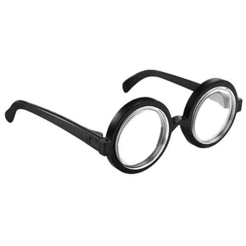 JJiaoLinin Runde Brillen mit Klaren Gläsern,Brille Nerd Retro Zauberer Brille Dicke Lustige Streber Brille für Karneval, Fasching, Mottoparty, Verkleidung, Accessoire,Schwarz