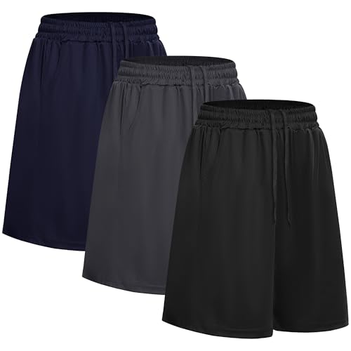 DDOBB Sporthose Herren Kurz 3er Pack Shorts Gym Mit Taschen Laufhose Herren Sommer Kordelzug Basketball Trainingshose