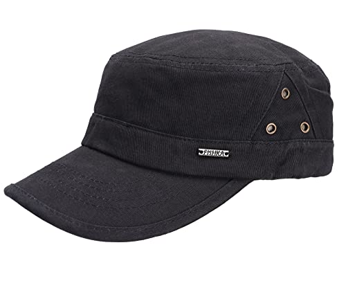 Leoodo Herren Damen Military Army Stil Cap aus Baumwolle verstellbare Sonnen Kappe für Wandern und Sport, Mütze Farbe 2020:Schwarz