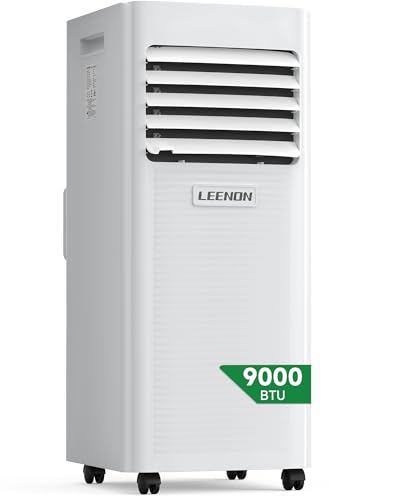 LEENON Klimaanlage Mobil Klimagerät 9000 BTU, 4 in 1 Kühlen Entfeuchten Lüftermodus Schlafmodus, 2.6KW Mobile Klima mit Abluftschlauch, Fernbedienung/ 24h-Time, Air Conditioner, Für Räume bis 35 m²