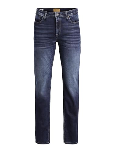 JACK & JONES Jeans Regular Fit Denim Stone Washed Mid Waist mit Heller Naht JJICLARK JJORIGINAL, Farben:Blau,Größe Jeans:W34 L30,Z - Länge L30/32/34/36/38:L30