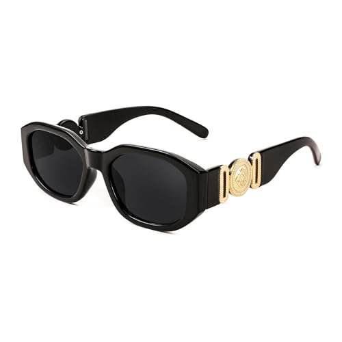 FEISEDY Vintage Trendy Sonnenbrille Rechteckig Damen Retro 90er Kleine Schmale Square Brille mit UV400 Schutz B2322