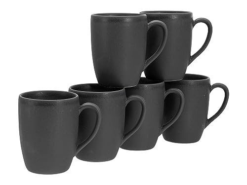 CreaTable, 17874, Serie Soft Touch Black, 6-teiliges Geschirrset für 6 Personen, Becherset aus Steinzeug, spülmaschinen- und mikrowellengeeignet, Made in Europe