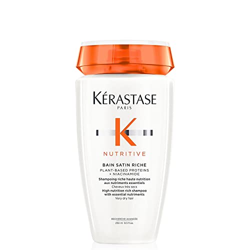Kérastase Nutritive, Shampoo für sehr trockenes Haar, Feuchtigkeitsspendendes und revitalisierendes Haarbad, Ohne Parabene, Bain Satin Riche High Nutrition Rich Shampoo, 250 ml