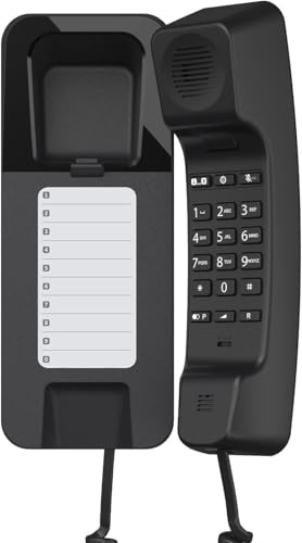 Gigaset Desk 200 - Schnurgebundenes platzsparendes Telefon mit elastischem Kabel - 10 Kurzwahleinträge - Wahlwiederholung - MFV- oder Impulswahl einstellbar, schwarz [Deutsche Version]