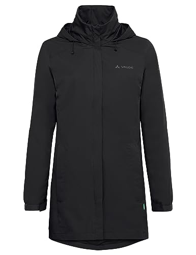VAUDE Damen Regenjacke Escape Parka, wasserdichter Regen-Parka, atmungsaktiv und winddicht, black, 38