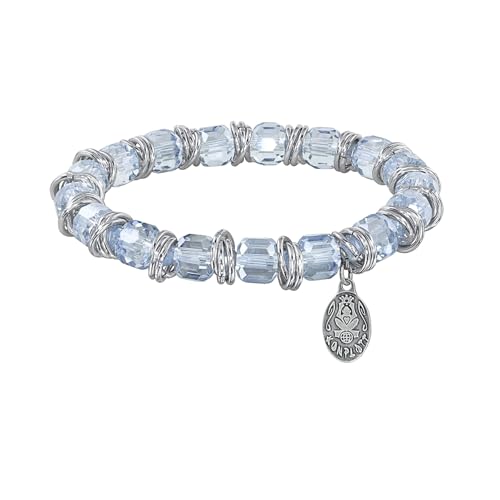 Konplott Armband elastisch Festival hellblau antik Silber