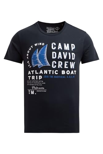 Camp David Herren T-Shirt mit Label Print Blue Navy, L