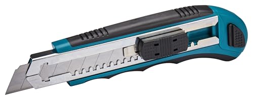 Makita D-65713 Abbrechklingenmesser inkl. 8 Ersatzklingen - 18mm Teppichmesserklingen - Cuttermesser mit gummierten ergonomischen Griff