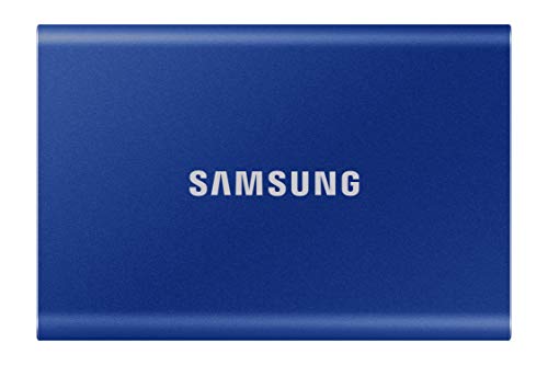Samsung Portable SSD T7, SSD 1 TB, USB 3.2 Gen.2, 1.050 MB/s Lesen, 1.000 MB/s Schreiben, Externe SSD-Festplatte für iPhone 15 und neuer, Mac, PC, Smartphone und Spielkonsole, Blau, MU-PC1T0H/WW