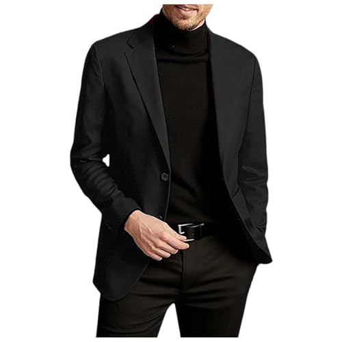 Generisch Herren Sakko Blazer Sportlich Regular Fit Anzugjacken Festival Sakkos Freizeit Herrensakko Hochzeit Business Jackett Schwarz XL