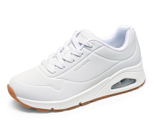 Skechers Damen Uno Stand On Air Trainers, White Durabuck/ Mesh, 41 EU
