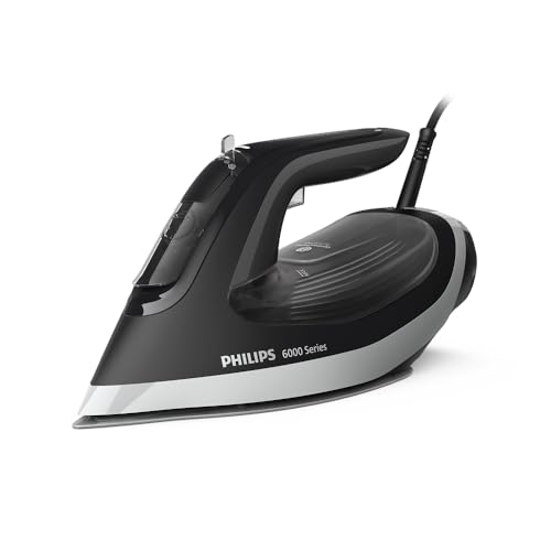 Philips 6000 Series Dampfbügeleisen – garantiert ohne Brandflecken dank OptimalTEMP, 190g Dampfstoß, 45g Dauerdampf, SteamGlide Plus Bügelsohle, Tropf-Stopp, Automatische Abschaltung (DST6120/80)