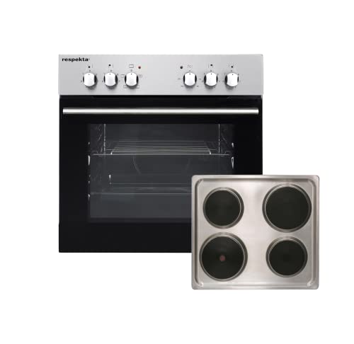 Respekta Einbau-Herdset Edelstahl/Energieeffizienzklasse A / 59 Liter Garraum / 6 Kochstufen 6 Kochstufen/Massekochfeld mit Blitzkochplatte / 3 Beheizungsarten / EB6000SETIXN
