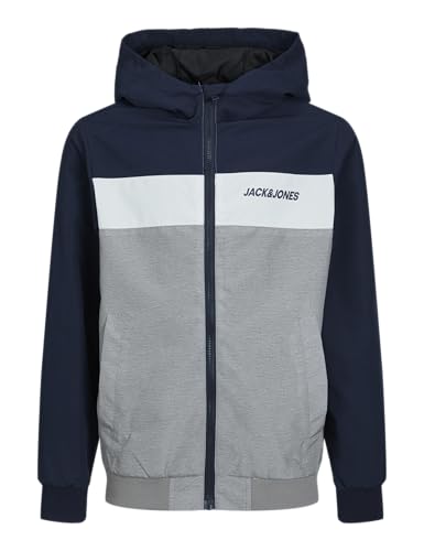 JACK & JONES JUNIOR Jungen JJERUSH Blocking Hood Bomber NOOS JNR Jacke, Navy Blazer/Detail:Blocking,140