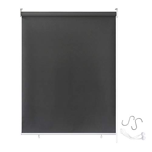 AUFUN Außenrollo Balkon Outdoor Rollo Wetterfest 180 x 240 cm Outdoorrollo Sonnenschutz Balkonrollo UV Schutz, Reflektierende Thermofunktion für Fenster & Türen, Anthrazit