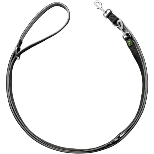 HUNTER Verstellbare Führleine NEOPREN, Farbe: schwarz/grau, strapazierfähiges Nylon, 3-fache Verstellmöglichkeit, weiche Neoprenpolsterung, ideal für Alltag und Training, Größe: 20/200